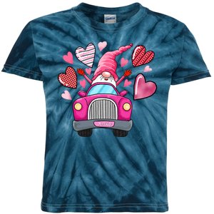 Valentines Day Gnome Heart Truck Kids Tie-Dye T-Shirt