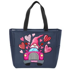 Valentines Day Gnome Heart Truck Zip Tote Bag