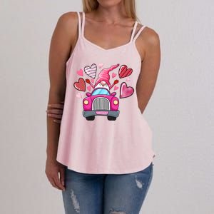 Valentines Day Gnome Heart Truck Women's Strappy Tank