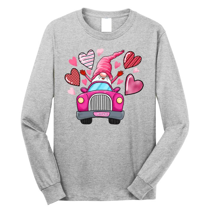 Valentines Day Gnome Heart Truck Long Sleeve Shirt