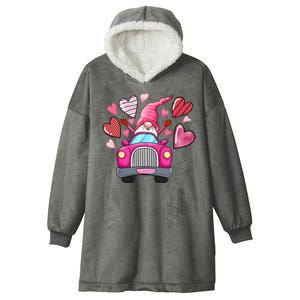 Valentines Day Gnome Heart Truck Hooded Wearable Blanket