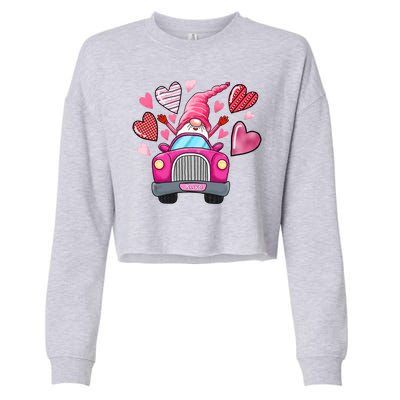 Valentines Day Gnome Heart Truck Cropped Pullover Crew