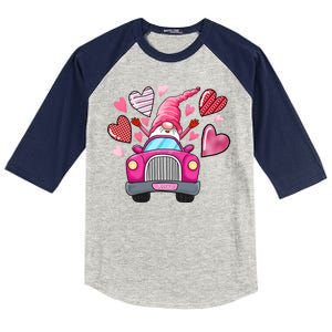 Valentines Day Gnome Heart Truck Kids Colorblock Raglan Jersey