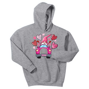 Valentines Day Gnome Heart Truck Kids Hoodie