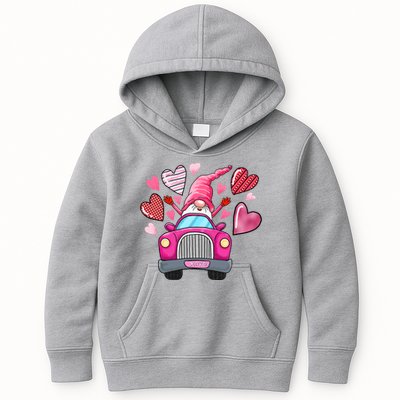 Valentines Day Gnome Heart Truck Kids Hoodie