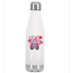 Valentines Day Gnome Heart Truck Stainless Steel Insulated Water Bottle