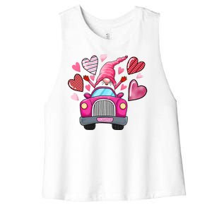 Valentines Day Gnome Heart Truck Women's Racerback Cropped Tank