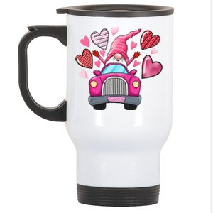 Valentines Day Gnome Heart Truck Stainless Steel Travel Mug