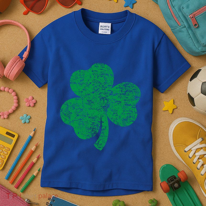 Vintage Distressed Green Shamrock Clover St PatrickS Day Cool Gift Kids T-Shirt