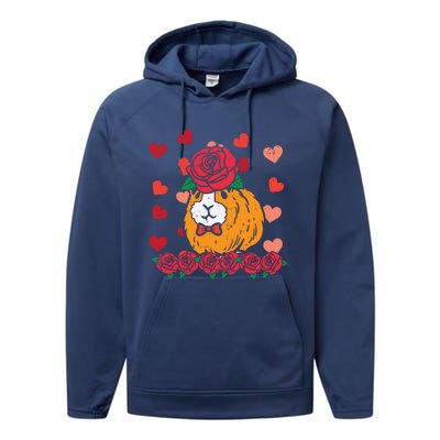 Valentines Day Guinea Pig Cute Pet Gift Performance Fleece Hoodie