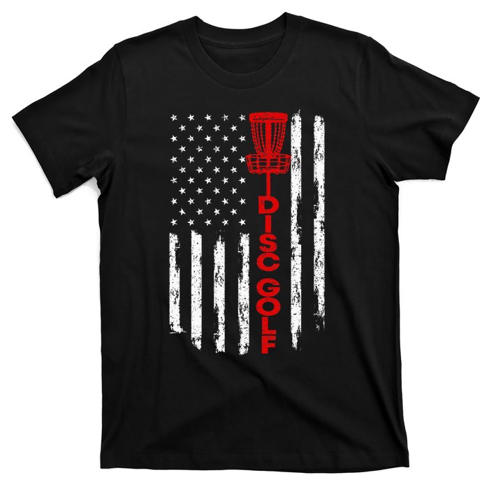 Vintage Disc Golf Basket American Flag T-Shirt