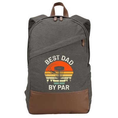 Vintage Disc Golf Dad Gift Best Dad By Par Disk Golf Cotton Canvas Backpack