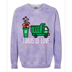 Valentines Day Garbage Truck Loads Of Love Gift Colorblast Crewneck Sweatshirt