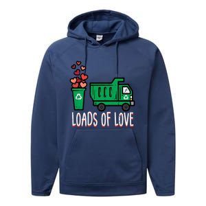 Valentines Day Garbage Truck Loads Of Love Gift Performance Fleece Hoodie