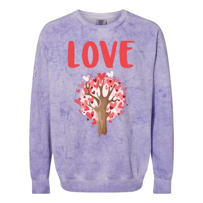 Valentines Day Gift Love Tree Heart Valentines Funny Gift Colorblast Crewneck Sweatshirt