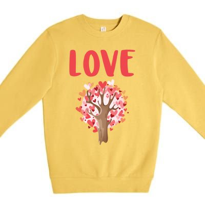 Valentines Day Gift Love Tree Heart Valentines Funny Gift Premium Crewneck Sweatshirt