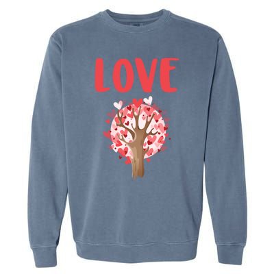 Valentines Day Gift Love Tree Heart Valentines Funny Gift Garment-Dyed Sweatshirt