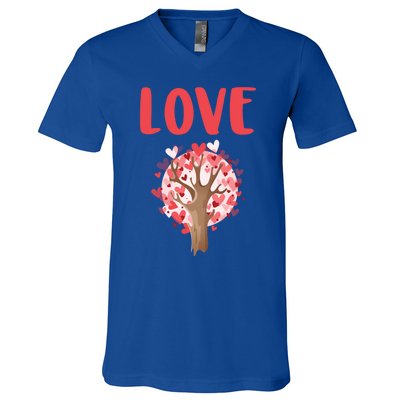 Valentines Day Gift Love Tree Heart Valentines Funny Gift V-Neck T-Shirt