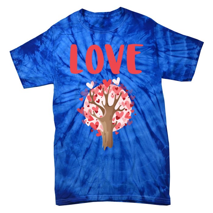 Valentines Day Gift Love Tree Heart Valentines Funny Gift Tie-Dye T-Shirt