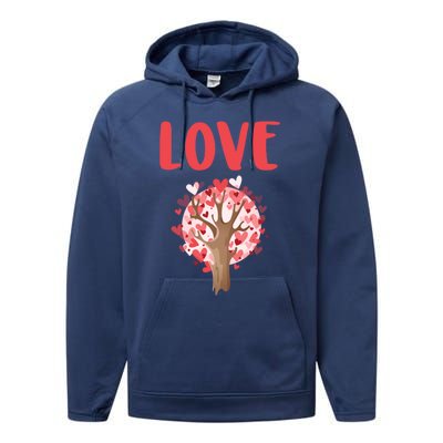 Valentines Day Gift Love Tree Heart Valentines Funny Gift Performance Fleece Hoodie