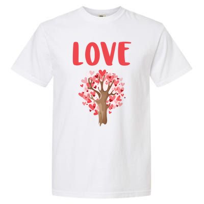 Valentines Day Gift Love Tree Heart Valentines Funny Gift Garment-Dyed Heavyweight T-Shirt