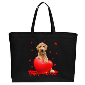 Valentines Day Golden Doodle Heart Dog Lovers Cotton Canvas Jumbo Tote