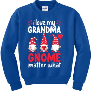 Valentines Day Grandma Love Gnomes Red Heart Funny Cool Gift Kids Sweatshirt