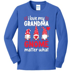 Valentines Day Grandma Love Gnomes Red Heart Funny Cool Gift Kids Long Sleeve Shirt