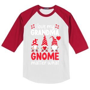 Valentines Day Grandma Love Gnomes Red Heart Funny Cool Gift Kids Colorblock Raglan Jersey