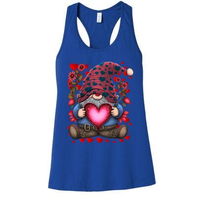 Valentines Day Gnomes Sunflower Field Gift Funny Gift For Her Gift Women's Racerback Tank