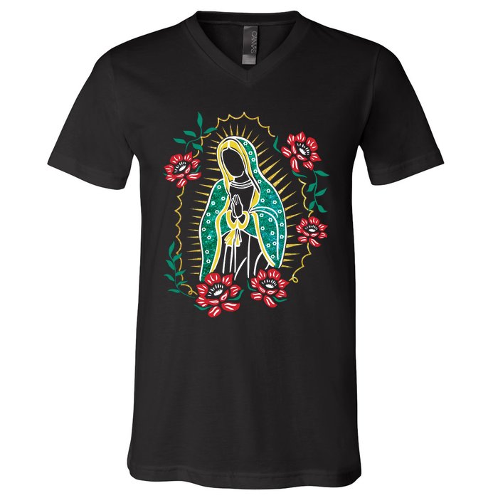 Virgen De Guadalupe V-Neck T-Shirt