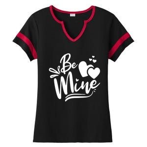 Valentine's Day Graphic Be Mine Hearts Cute Gift Ladies Halftime Notch Neck Tee