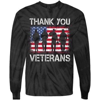 Veterans Day Gifts Thank You Veterans Proud Tie-Dye Long Sleeve Shirt