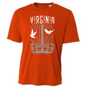 Virginia Disc Golf Player Breaking Chains Birdie Gift Cooling Performance Crew T-Shirt