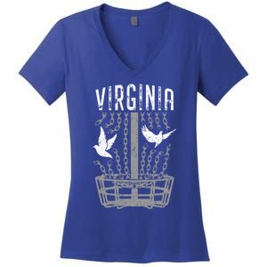 Virginia Disc Golf Player Breaking Chains Birdie Gift Women's V-Neck T-Shirt