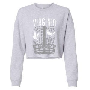 Virginia Disc Golf Player Breaking Chains Birdie Gift Cropped Pullover Crew