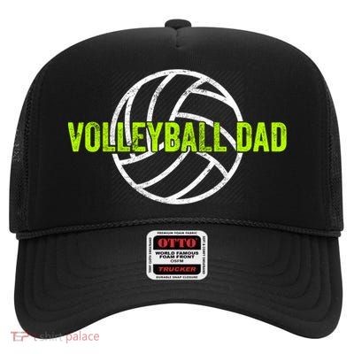Volleyball Dad Gift For Father From Daughter Volleyball Cool Gift High Crown Mesh Back Trucker Hat