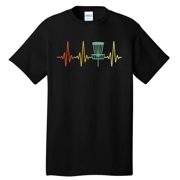 Vintage Disc Golf Retro Heartbeat Gift Disc Golf Funny Gift Tall T-Shirt