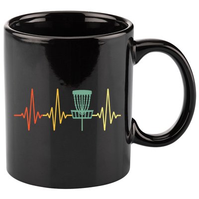 Vintage Disc Golf Retro Heartbeat Gift Disc Golf Funny Gift 11oz C Handle Ceramic Mug