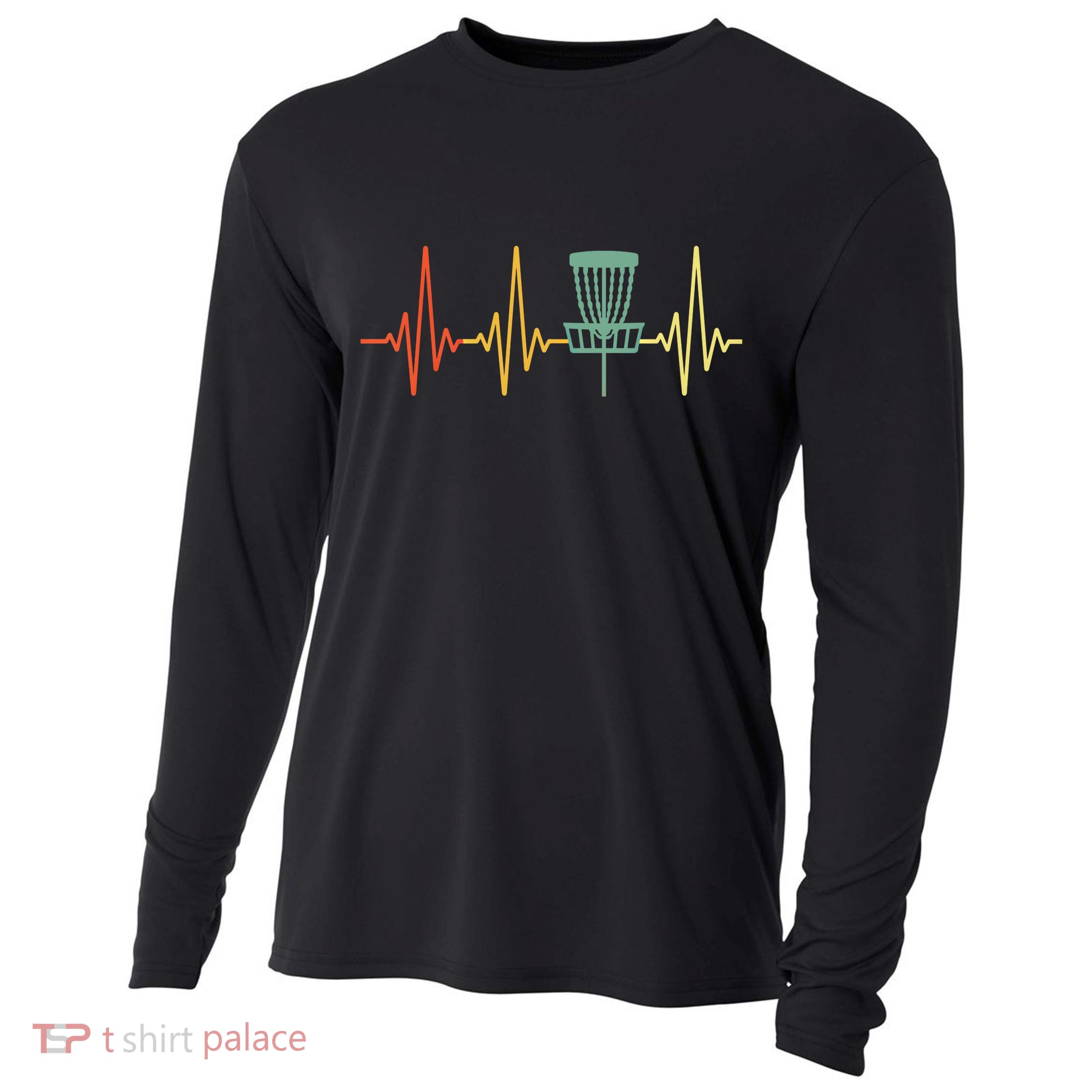 Vintage Disc Golf Retro Heartbeat Gift Disc Golf Funny Gift Cooling Performance Long Sleeve Crew