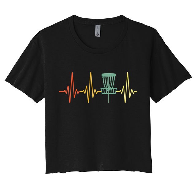 Vintage Disc Golf Retro Heartbeat Gift Disc Golf Funny Gift Crop Top