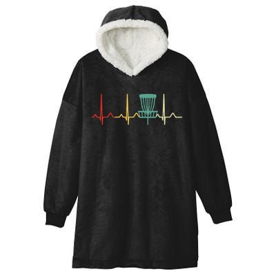 Vintage Disc Golf Retro Heartbeat Gift Disc Golf Hooded Wearable Blanket
