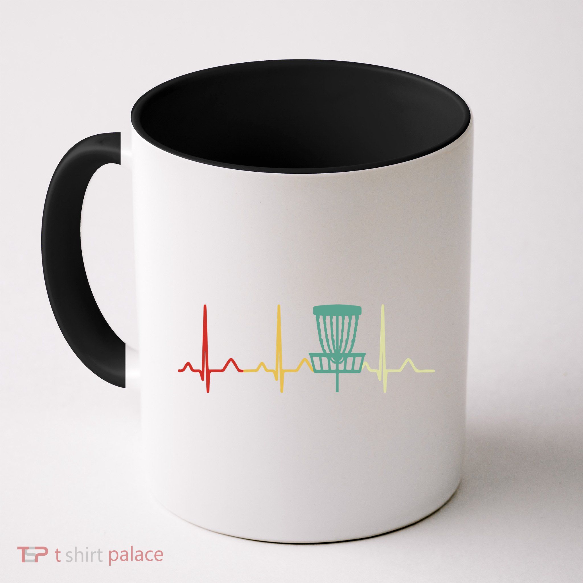 Vintage Disc Golf Retro Heartbeat Gift Disc Golf Mug