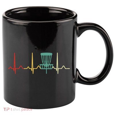 Vintage Disc Golf Retro Heartbeat Gift Disc Golf 11oz C Handle Ceramic Mug
