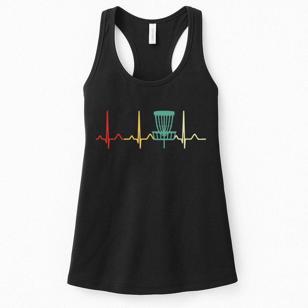 Vintage Disc Golf Retro Heartbeat Gift Disc Golf Womens Tank Top
