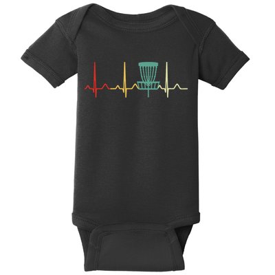 Vintage Disc Golf Retro Heartbeat Gift Disc Golf Baby Bodysuit