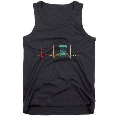 Vintage Disc Golf Retro Heartbeat Gift Disc Golf Tank Top