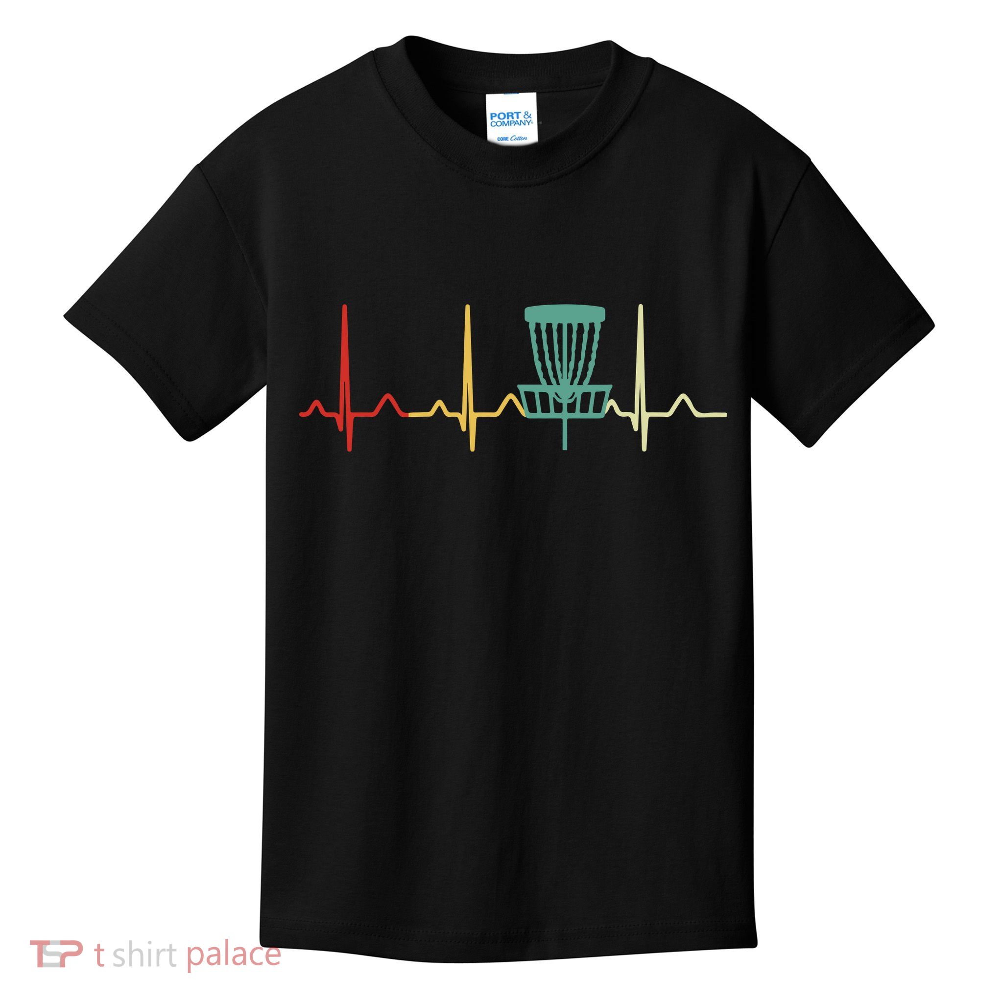 Vintage Disc Golf Retro Heartbeat Gift Disc Golf Kids T-Shirt