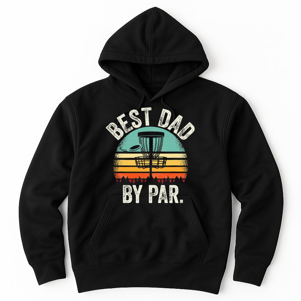 Vintage Disc Golf Dad Gift - Best Dad By Par Disk Golf Hoodie