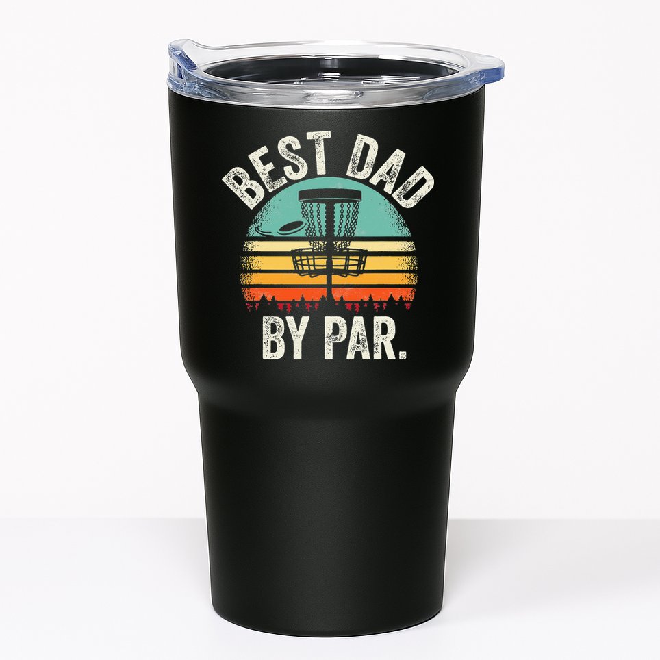 Vintage Disc Golf Dad Gift - Best Dad By Par Disk Golf Tumbler